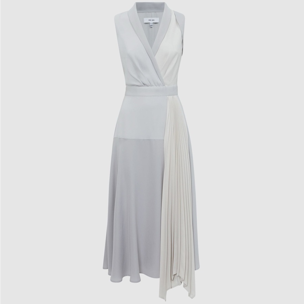 Reiss Lilac (2-tone) Claire Pleated Fitted Midi Dress - Picture 2 of 7
